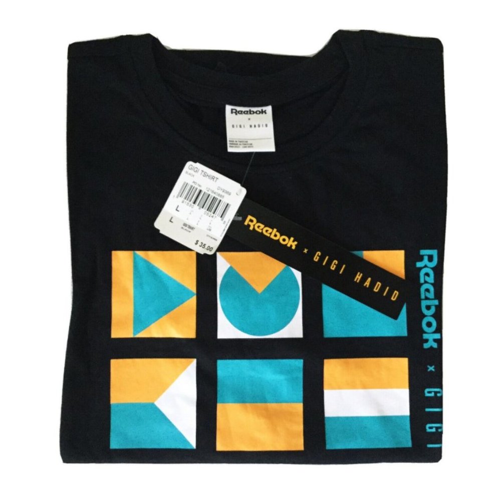 ⛔️SOLD⛔️ REEBOK Gigi Hadid Graphic T-Shirt Black L - Picture 9 of 12